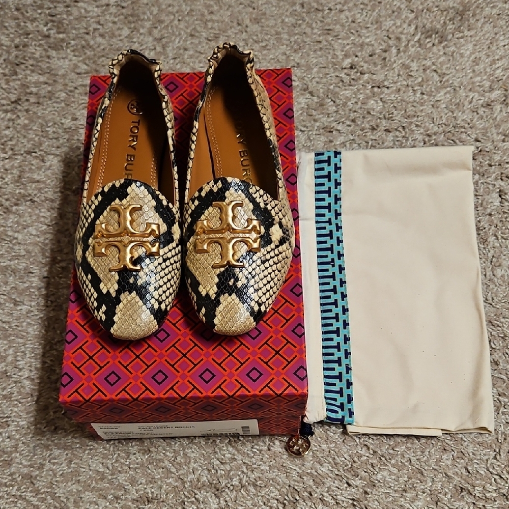 Tory Burch Snakeskin Loafers - Gold and Black
